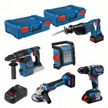 Bosch 18V Maschinen-Set, 5 Werkzeuge + 3x ProCore Akkus + Ladegerät + 2x XL-Box, 0615990M2X